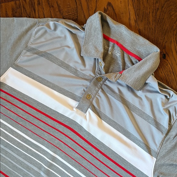 Men’s Nike Golf Gray and Red Striped Polo Shirt - Picture 1 of 4